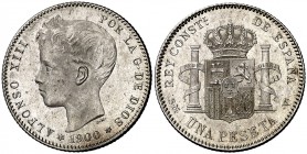 1900*1900. Alfonso XIII. SMV. 1 peseta. (Cal. 44). 4,94 g. Bella. EBC+.