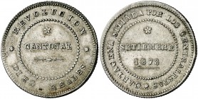 1873. Revolución Cantonal. Cartagena. 10 reales. (Cal. 7). 14 g. Bella. Rara. EBC+.