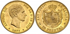 1877*1877. Alfonso XII. DEM. 25 pesetas. (Cal. 3). 8,06 g. EBC.