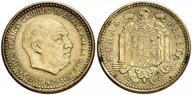 1947*1956. Estado Español. 1 peseta. (Cal. 83). 3,53 g. Rara así. MBC+/EBC-.