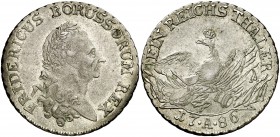 1786. Alemania. Prusia. Federico II. A (Berlín). 1 taler. (Kr. 332.1) (Dav. 2590). 22,04 g. AG. MBC+.
