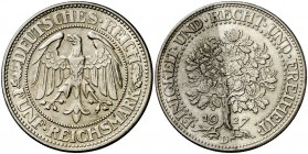 1927. Alemania. D (Múnich). 5 marcos. (Kr. 56). 24,97 g. AG. EBC.