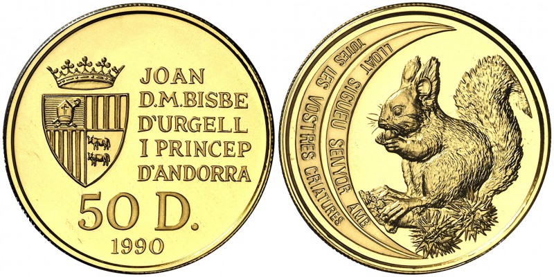 1980. Andorra. 50 diners. (Fr. 8) (Kr. 64). 15,55 g. AU. Conservación de la Natu...