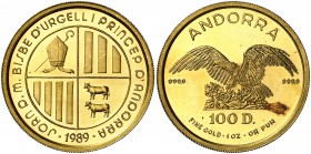 1989. Andorra. 100 diners. (Fr. 7) (Kr. 79). 31,17 g. AU. Proof.