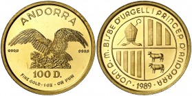 1989. Andorra. 100 diners. (Fr. 7) (Kr. 79). 31,18 g. AU. Proof.