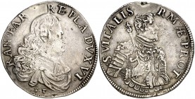 s/d. Italia. Ranuccio II Farnese (1646-1694). Parma. 1 escudo. (Kr. 4125). 19 g. AG. Perforación reparada. (MBC).