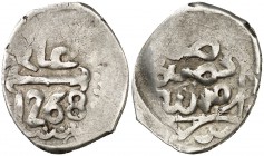 AH 1268 (1851). Marruecos. Moulay 'Abd al-Rahman. Fes. 1 dirhem. (Kr. 140d.1 var). 2,04 g. AG. Rara. (MBC+).