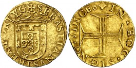 Portugal. Sebastián I (1557-1578). Lisboa. Cruzado. (Gomes 57.04). 3,78 g. AU. MBC+.