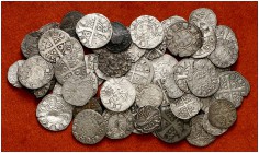Lote de 64 monedas medievales catalanas: òbols, diners y doblers. A examinar. BC/MBC-.
