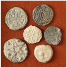 Lote de 6 plomos monetiformes de época medieval. A examinar. BC/MBC+.