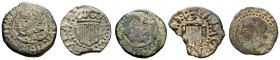 Felipe III. Granollers. (Cal. tipo 199) (Cru.C.G. 3741). Lote de 5 diners, alguno con la fecha parcialmente visible. Escasos. BC/MBC.