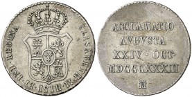 1833. Isabel II. Madrid. Módulo 1 peseta. (Ha. 21) (V. 749) (V.Q. 13370). 6,03 g. Plata. MBC+.