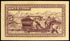 (1937). Gijón. 25 pesetas. (Ed. NE29p). Prueba de reverso. Rara. S/C-.