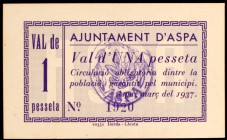 Aspa. 1 peseta. (T. 304a). Raro. S/C-.