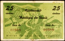 Montagut de Fluvià. 25 céntimos. (T. 1671). Raro. MBC-.