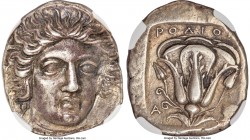 CARIAN ISLANDS. Rhodes. Ca. 404-385 BC. AR tetradrachm (26mm, 15.15 gm, 1h). NGC AU 4/5 - 4/5. Head of Helios facing, turned slightly right, hair arra...