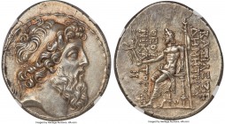 SELEUCID KINGDOM. Demetrius II Nicator, second reign (129-125 BC). AR tetradrachm (33mm, 16.71 gm, 1h). NGC Choice AU 5/5 - 4/5, Fine Style, brushed. ...