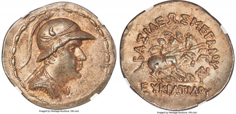 BACTRIAN KINGDOM. Eucratides I the Great (ca. 170-145 BC). AR tetradrachm (34mm,...