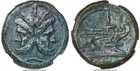 Anonymous. After 211 BC. AE aes grave as (36mm, 38.17 gm, 7h). NGC XF 5/5 - 3/5, smoothing. Bearded head of Janus; I (mark of value) above / Prow of g...