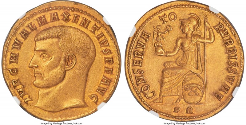 Maxentius (AD 307-312). AV quaternio or medallion of 4-aurei (33mm, 21.12 gm, 1h...