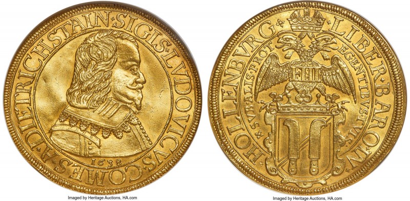 Dietrichstein. Sigismund Ludwig gold 5 Ducat 1638 UNC Details (Repaired) NGC, Gr...