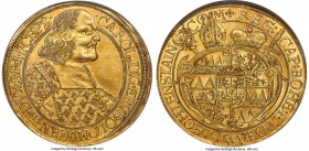 Olmütz. Karl II gold 5 Ducat 1678 UNC Details (Obverse Rim Filed) NGC, Kremsier mint, KM303, Fr-76 (under Bohemia), cf. Lichnowsky/Mayer-235 (weight),...