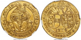 Salzburg. Michael von Küenburg gold 8 Ducat 1554 AU Details (Obverse Graffiti) NGC, Fr-607 (Very Rare; this coin), Probszt-404, Numitor Collection-Unl...
