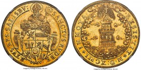 Salzburg. Wolf Dietrich von Raitenau gold 10 Ducat 1593 MS62 NGC, Fr-677, Probszt-727, Numitor Collection-Unl., Zöttl-831. 34.45gm. A treasured gold t...