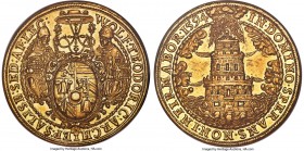 Salzburg. Wolf Dietrich von Raitenau gold 25 Ducat 1594 UNC Details (Obverse Graffiti) NGC, Fr-666 (Unique), BR-Unl., Probszt-Unl., Numitor Collection...