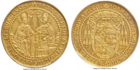 Salzburg. Johann Ernst gold 12 Ducat 1687 UNC Details (Rim Damage) NGC, KM264 (Rare), Fr-822, Probszt-1746, Numitor Collection-Unl., Zöttl-2094. 41.81...