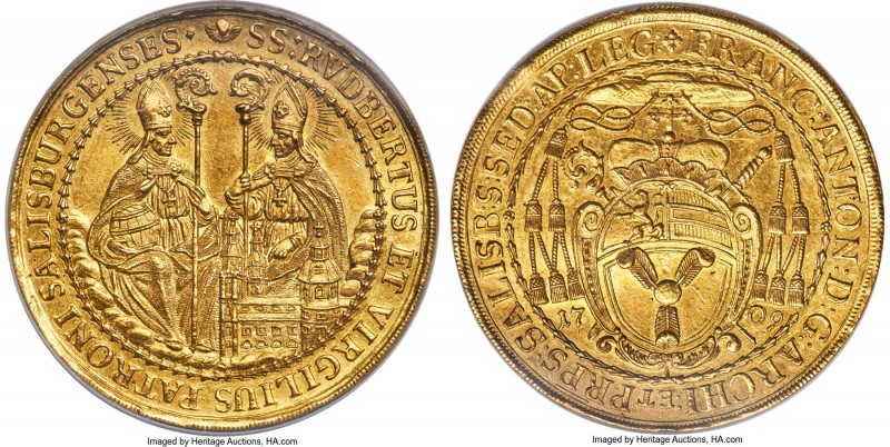 Salzburg. Franz Anton gold 10 Ducat 1709 MS62+ NGC, KM302 (Rare; this coin), Fr-...