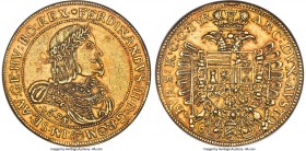 Ferdinand III gold 20 Ducat 1655 AU55 NGC, Vienna mint, KM-Unl., Fr-Unl., Horsky-Unl., Reichel Collection-Unl., MzA-Unl. 69.26gm. Jan Conrad Richthaus...