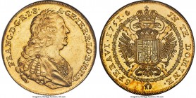 Maria Theresa gold Pattern 10 Souverain d'Or (Ducaton) 1751 MS61 NGC, Antwerp mint, KM-Pn1 (Rare), Fr-140 (under Belgium and Franz I), Eypeltauer-717,...
