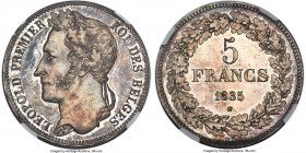 Leopold I 5 Francs 1835 MS64 NGC, Brussels mint, KM3.1, Dav-50, Dupriez-122 (R1), Bogaert-122A (R). Position A. A scarce date when compared to the mor...