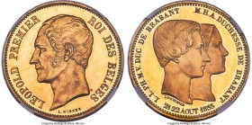 Leopold I gold Specimen "Royal Wedding" 100 Francs 1853 SP65 Cameo NGC, Brussels mint, KM-XM3.1, Fr-409, Dupriez-529 (R3), Bogaert-535B2 (R3). Hyphen ...