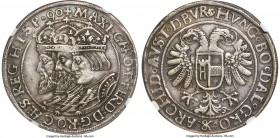 Rudolf II "Three Emperors" Taler 1590 AU58 NGC, Joachimsthal or Prague mint, Dav-8105 (under Archduke Ferdinand as Hall mint), Voglhuber-86 (same), Ma...