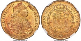 Charles IV gold 8 Escudos 1807 PTS-PJ AU Details (Obverse Spot Removed) NGC, Potosi mint, KM81, Fr-14, Onza-1107. Displaying evidence of spot removals...