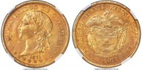 Estados Unidos gold 20 Pesos 1871-BOGOTA MS62+ NGC, Bogota mint, KM142.1, Fr-99, Restrepo-336. An exceptionally scarce date within the series, with a ...