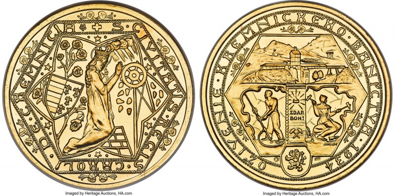 Republic gold "Kremnica Mines" 10 Dukaten 1934 MS66 NGC, Kremnitz mint, KM-XM21,...
