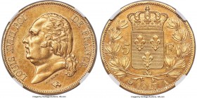 Louis XVIII gold Off-Metal Essai 5 Francs 1817-A AU58 NGC, Paris mint, KM-Unl., cf. Gad-614 (plain edge), cf. Maz-742 (therein dated 1819), VG-Unl. By...