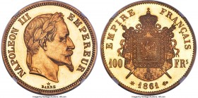 Napoleon III gold Proof Piefort Essai 100 Francs 1861 S PR64 Ultra Cameo NGC, Paris mint, KM-Unl., Gad-1136, Maz-1602a (R5), cf. VG-3574 (weight not l...