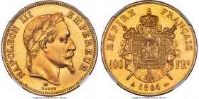 Napoleon III gold 100 Francs 1864-A MS63 NGC, Paris mint, KM802.1, Fr-580, Gad-1136. Mintage: 5,536. A wholly admirable representative of this conditi...