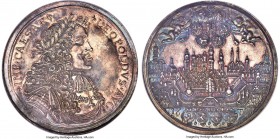 Augsburg. Free City Medallic "Council" 1-1/4 Taler 1672 MS60 NGC, Forster-51. 49mm. 36.59gm. With the name and titles of Leopold I. A formidable medal...