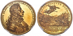 Augsburg. Free City gold "Victory at Höchstädt" Medal of 10 Ducats 1704-Dated MS63 S NGC, Van Loon-IV-427.3, Eimer-408, MI-II-258/53 var. (silver), Fo...