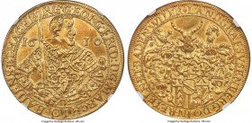Baden. Georg Friedrich gold 6 Ducat 1610 AU58 NGC, Pforzheim mint, KM-B12 (Rare; this coin), Fr-124 (Unique), Reimmann-Unl., von Schluthess-Rechberg C...