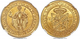 Bavaria. Maximilian I gold Medallic 8 Ducat 1598 MS62+ NGC, Munich mint, KM-MB135, Fr-187, Wittelsbach-775, Hahn-Unl. 27.80gm. Full-length standing ar...