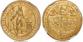 Bavaria. Maximilian I gold 5 Ducat 1640 MS61 NGC, Munich mint, KM268, Fr-196, Wittelsbach-807, Hahn-Unl. 17.29gm. Date above city view variety. Obv. M...