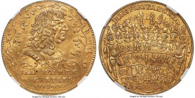 Brandenburg. Friedrich Wilhelm gold 5 Ducat 1679 AU58 NGC, Berlin mint, KM493, Fr-Unl., Marienburg-Unl, Henckel Collection-Unl., Belli Collection-Unl....