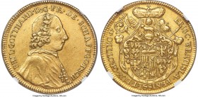 Breslau. Philipp Gotthard von Schaffsgotsch gold 5 Ducat (1/2 Portugalöser) 1748 AU Details (Obverse Cleaned) NGC, Neisse or Vienna mint(?), KM223 (Ra...