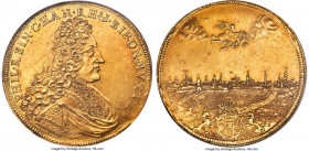 Hanau-Lichtenberg. Philipp Reinhard gold 10 Ducat 1695 AU58 NGC, Heidelberg or Darmstadt mint, KM105 (Rare; this coin), Fr-1150 (Unique), Suchier-Unl....